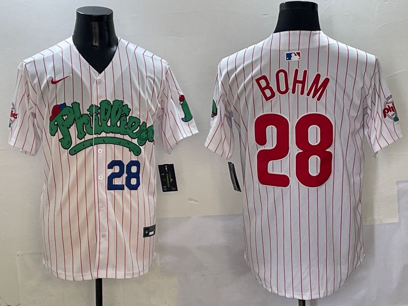 Men Philadelphia Phillies #28 Bohm White Fourth generation Joint Name Nike 2025 MLB Jersey style 13->philadelphia phillies->MLB Jersey